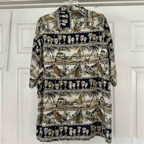 Campia Moda Men’s Hawaiian Shirt Beach Cocktails Bananas Pineapples Leaves XL - Picture 4 of 7